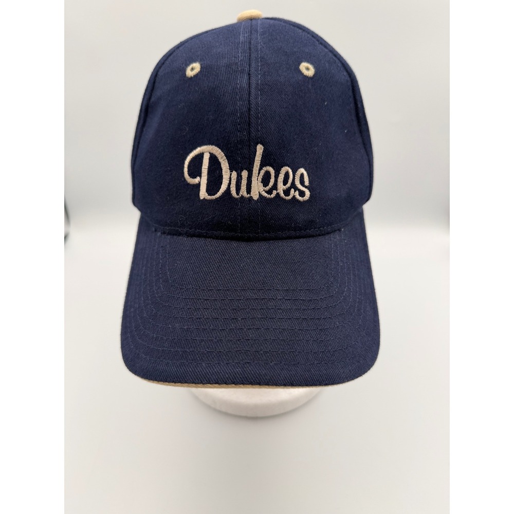 Otto Dukes Baseball Cap Navy Blue Tan Script Embroidered Adjustable Hat